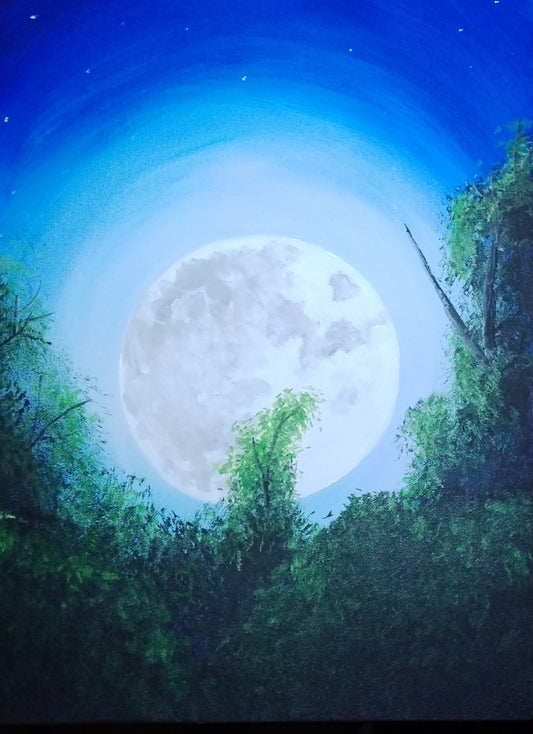Hunters Moon. ©Ian Garrett 2024. Acrylic on Canvas 16"x 12" inches
