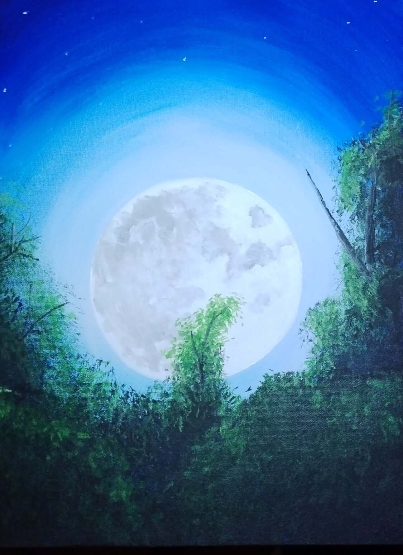 Hunter's Moon. ©Ian Garrett 2024. Acrylic on Canvas 16"x 12" inches (Framed)