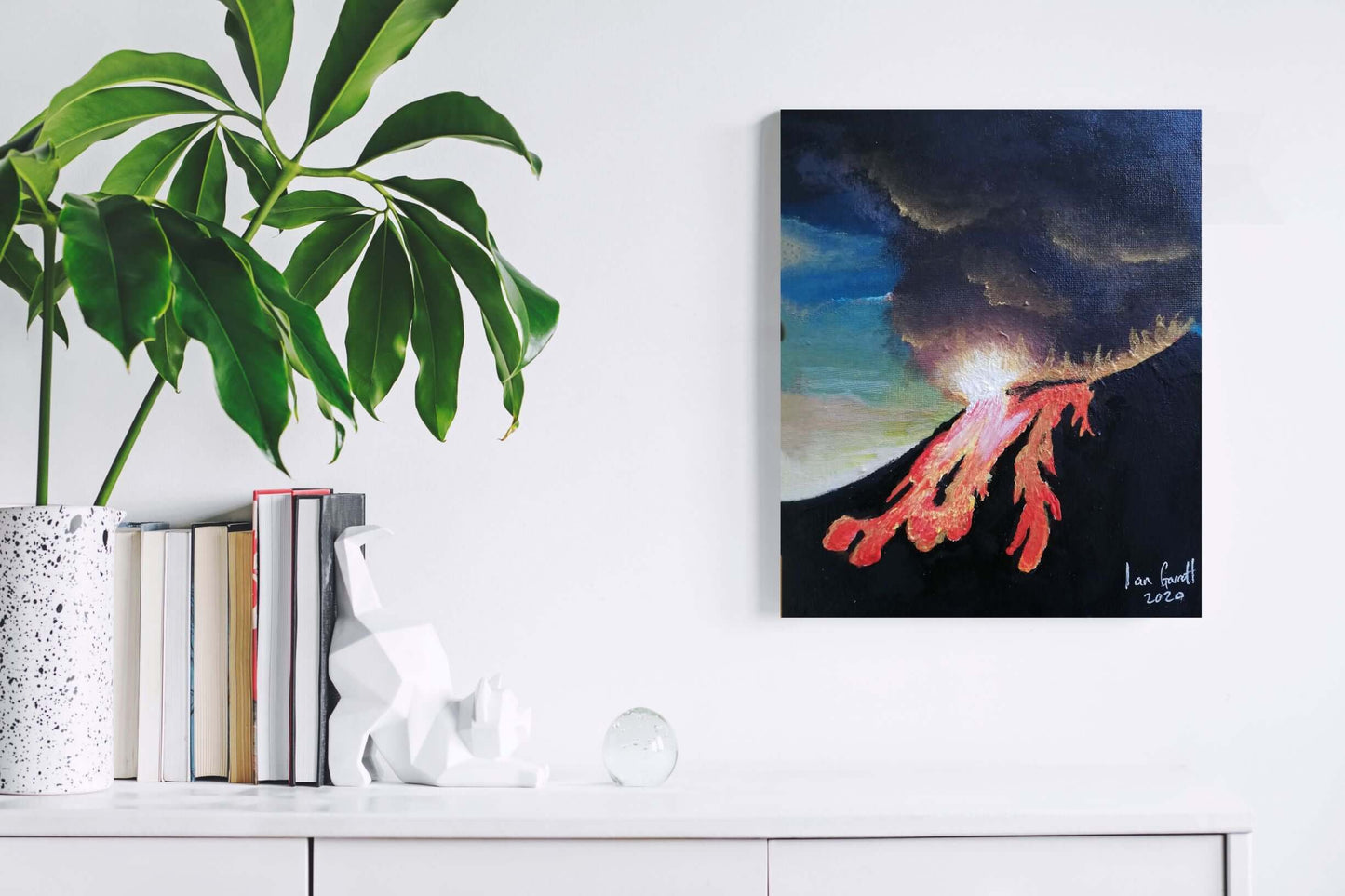 Eruption. ©Ian Garrett 2020. Acrylic on Canvas 10 x 8 inches.
