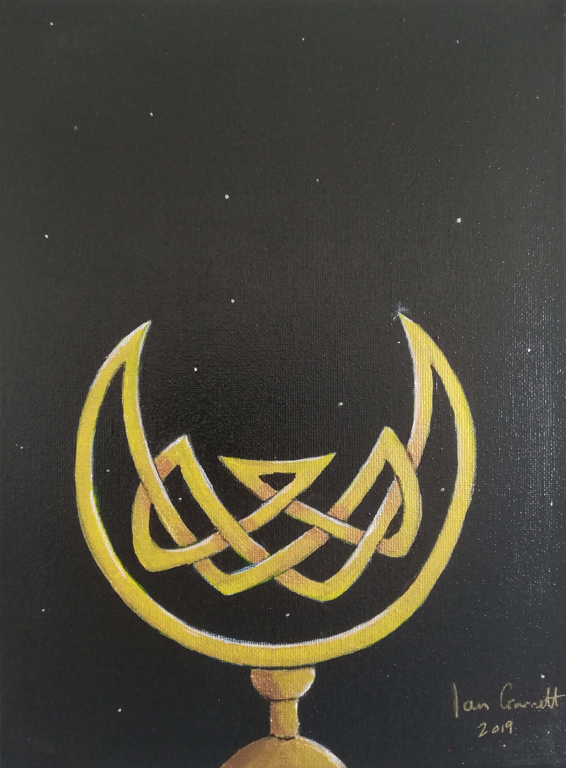 Lunar Minoret Knot, ©Ian Garrett 2019. Acrylic on Canvas 9 x 12 inches.