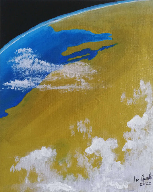 Persian Gulf (taking in Saudi Arabia, Qatar and the UAE) ©Ian Garrett 2020. Acrylic on Canvas 10 x 8 inches.