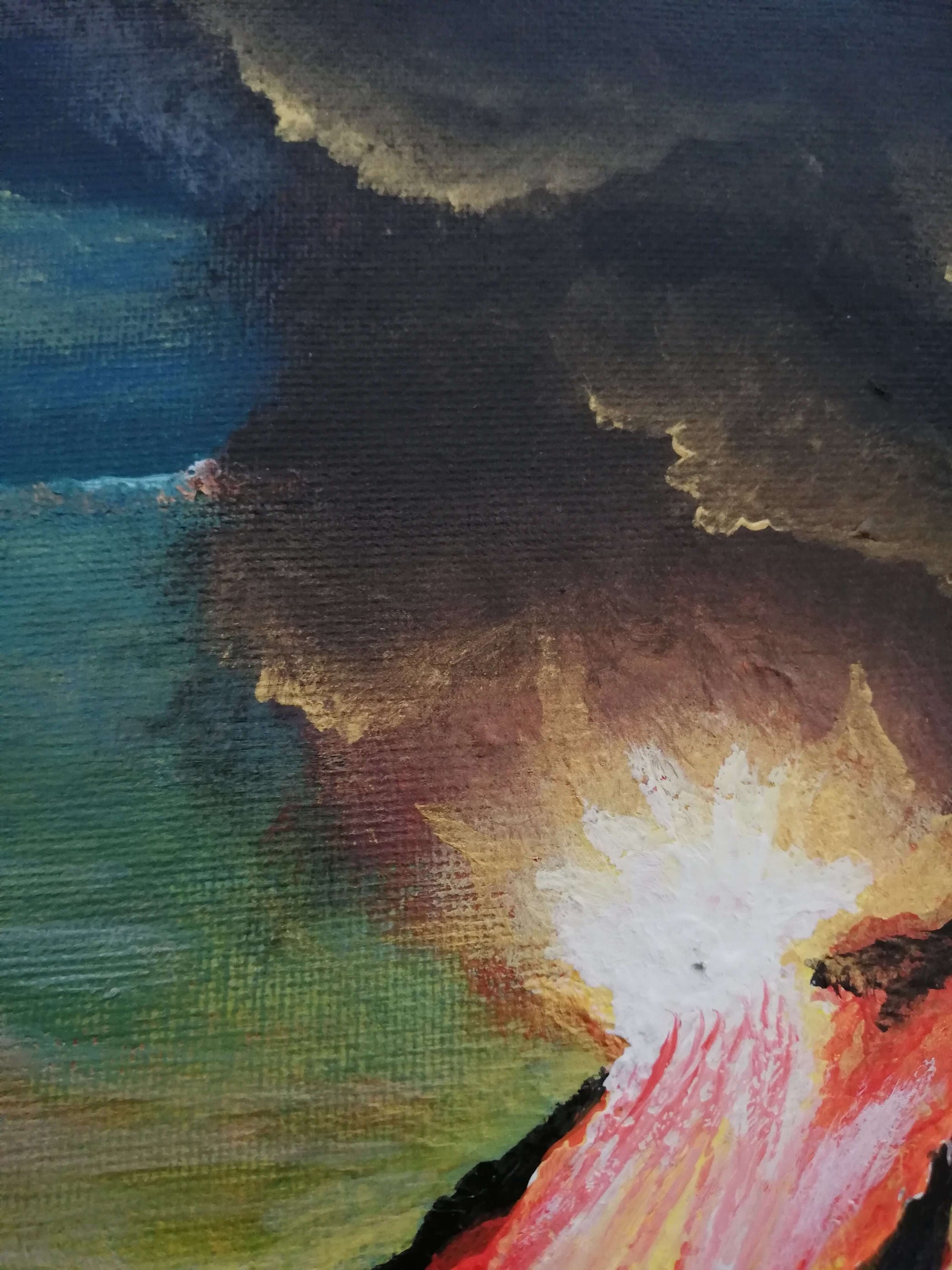 Eruption. ©Ian Garrett 2020. Acrylic on Canvas 10 x 8 inches.