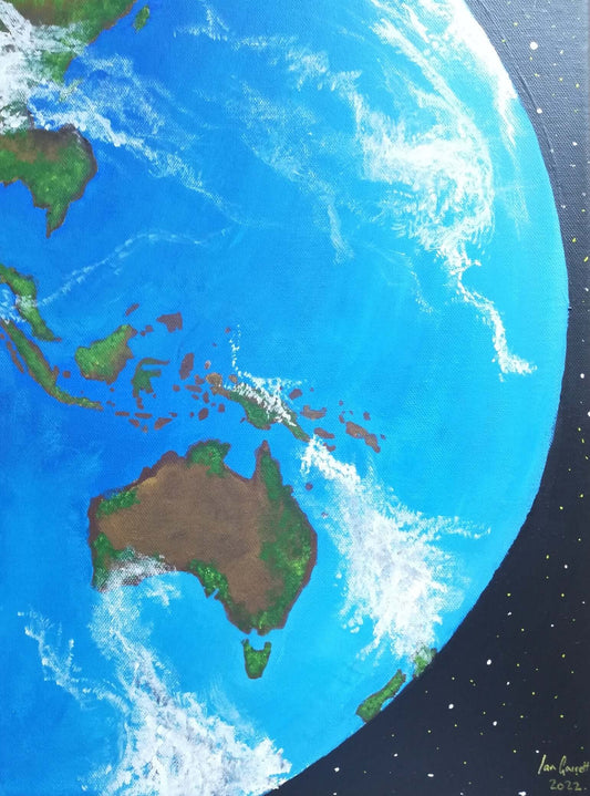 Australia seen from Space, ©Ian Garrett 2022. Acrylic on Canvas 16"x12" inches.