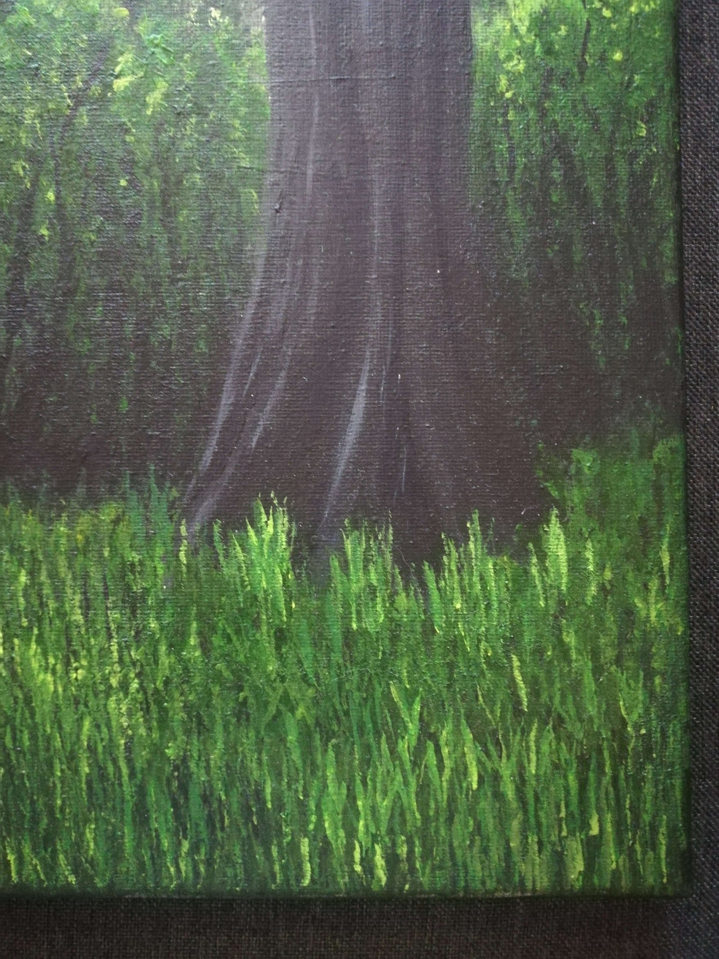 Into the Woods, ©Ian Garrett 2022. Acrylic on Canvas 20 x 16 inches (framed).