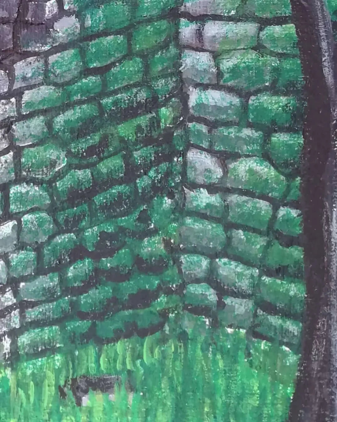 Ruined ©Ian Garrett 2022. Acrylic on Canvas 9"x 12" inches.