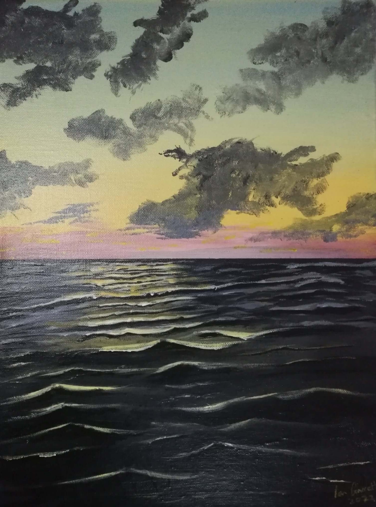Karachi Coast. ©Ian Garrett 2022. Acrylic on Canvas 16 x 12 inches.