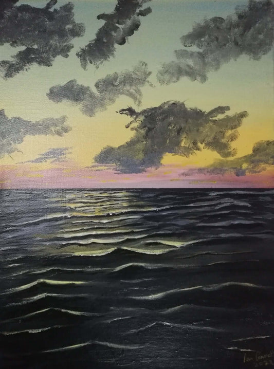 Karachi Coast. ©Ian Garrett 2022. Acrylic on Canvas 16 x 12 inches.
