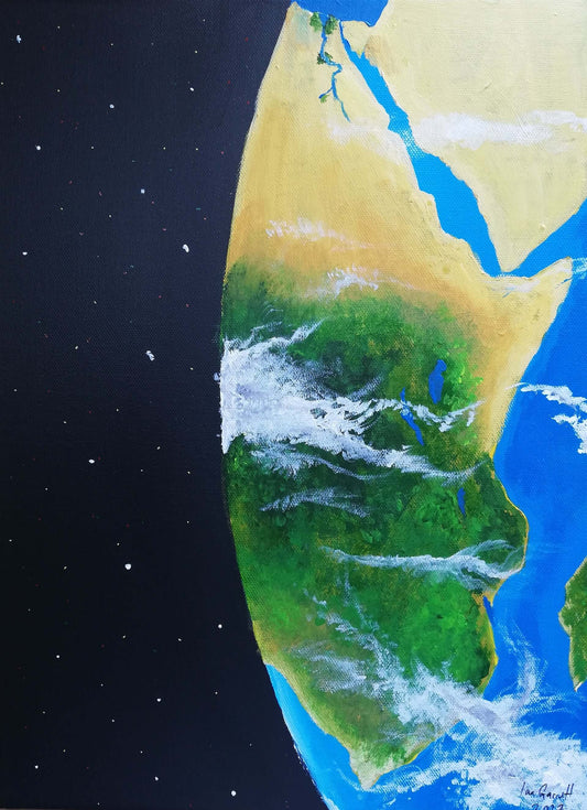 Africa and the Middle East seen from Space, ©Ian Garrett 2022. Acrylic on Canvas 16 x 12 inches.