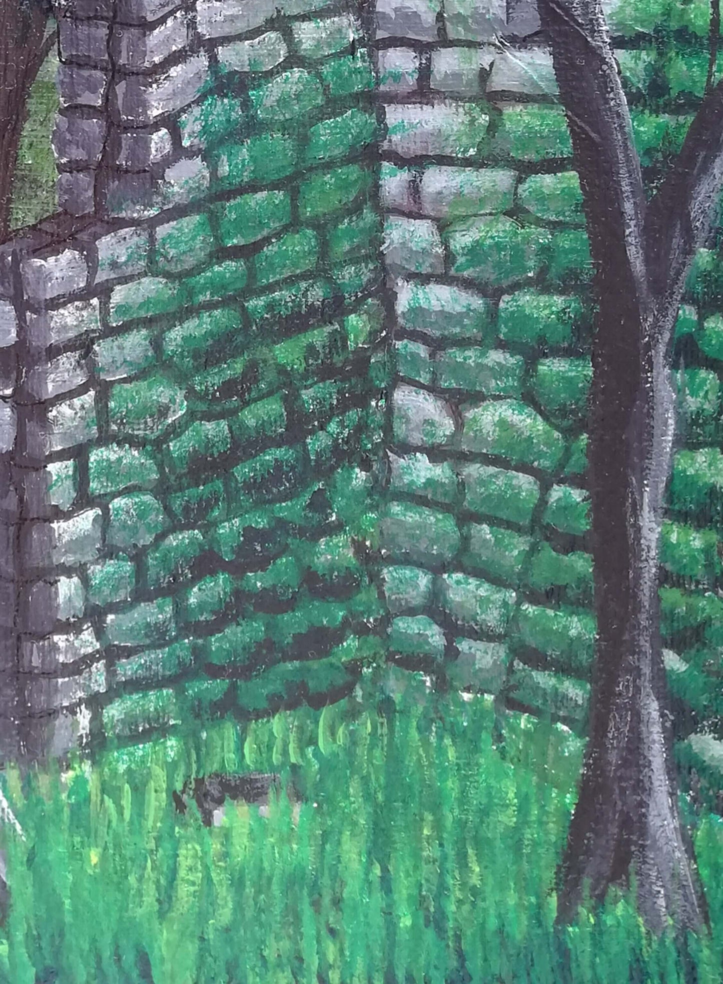 Ruined ©Ian Garrett 2022. Acrylic on Canvas 9"x 12" inches.