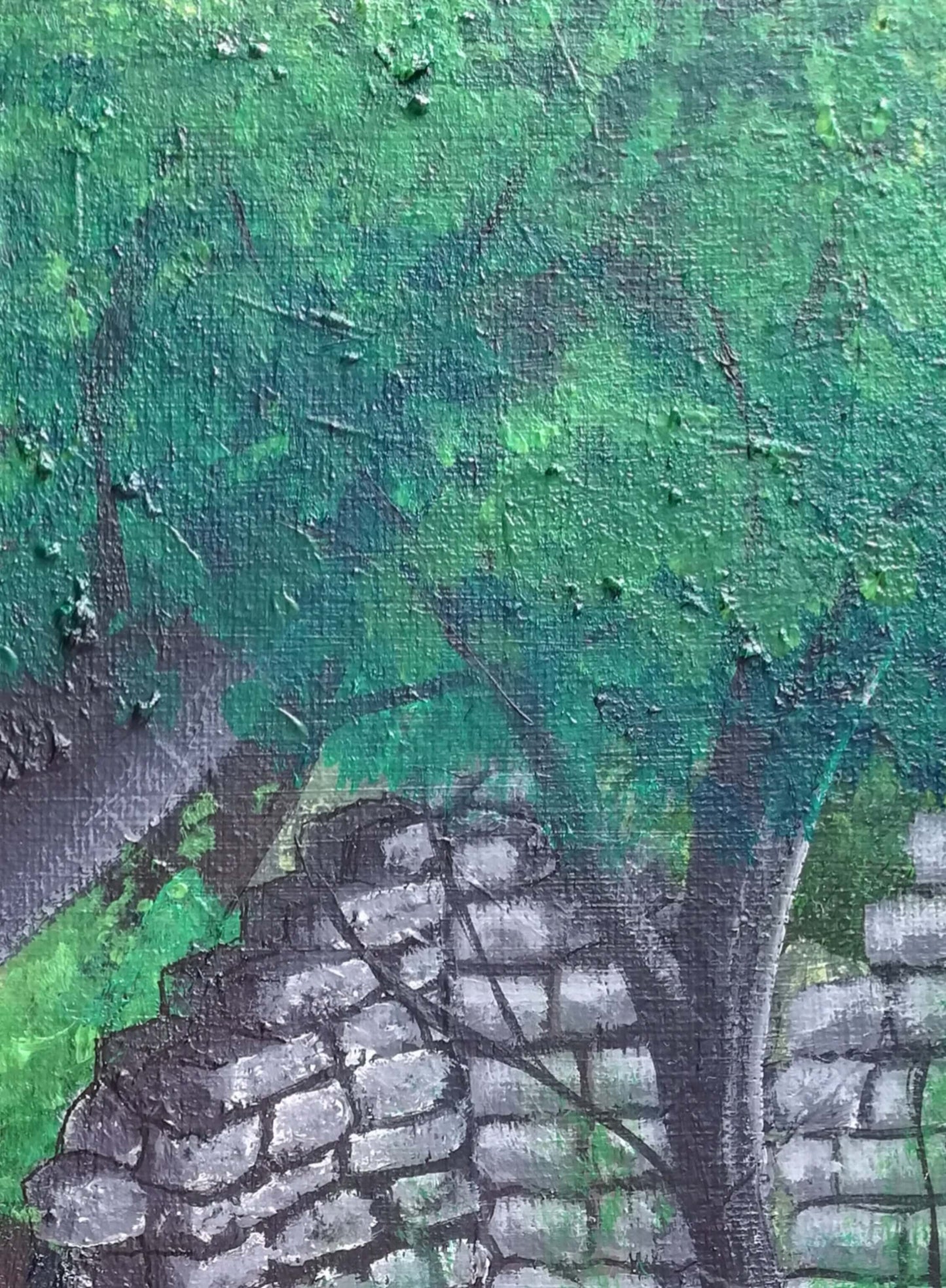 Ruined ©Ian Garrett 2022. Acrylic on Canvas 9"x 12" inches.