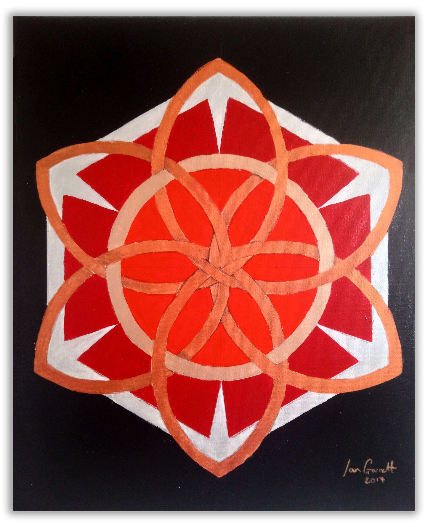 Ian Garrett Designs physical Crimson Geometry 2017 (20” X 16” Acrylic on Canvas)