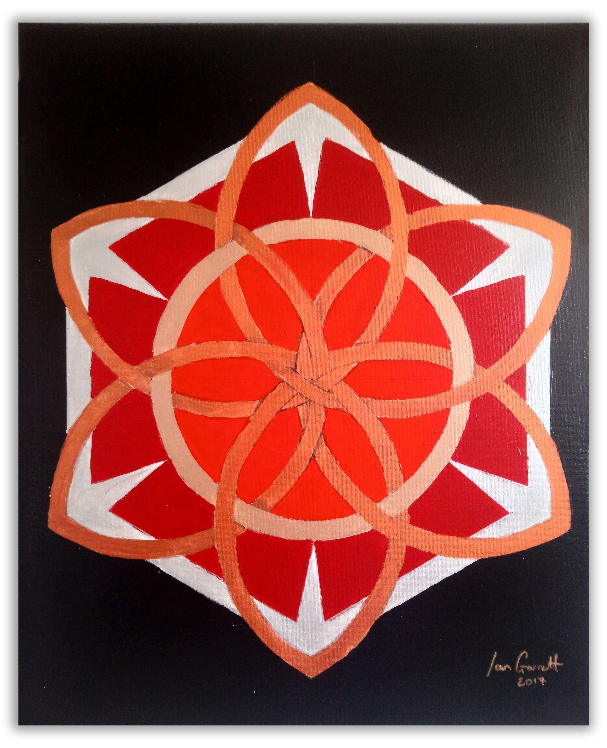Ian Garrett Designs physical Crimson Geometry 2017 (20” X 16” Acrylic on Canvas)