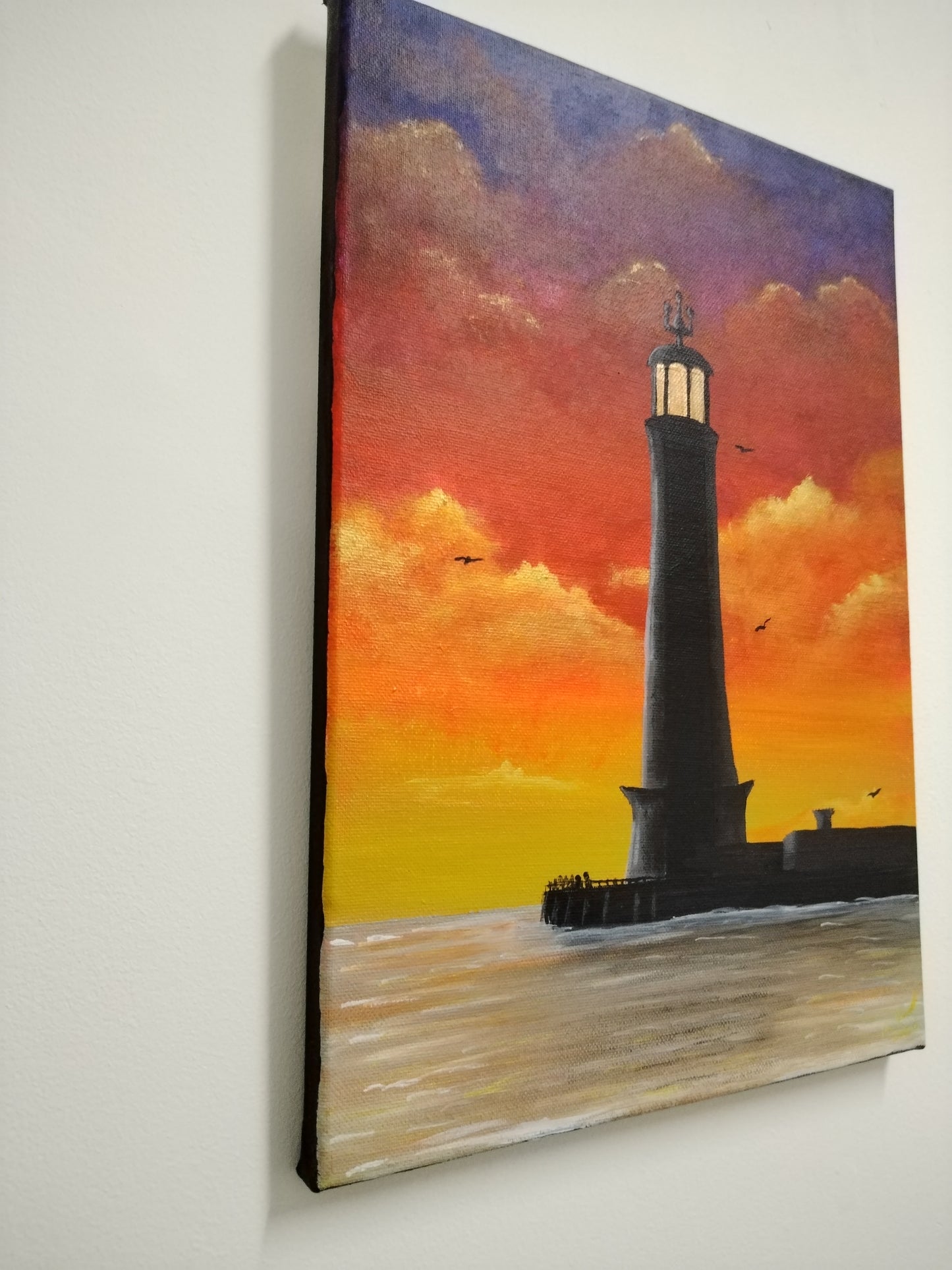 Lighthouse. Original 16x20 Acrylic on Canvas painting by Ian Garrett