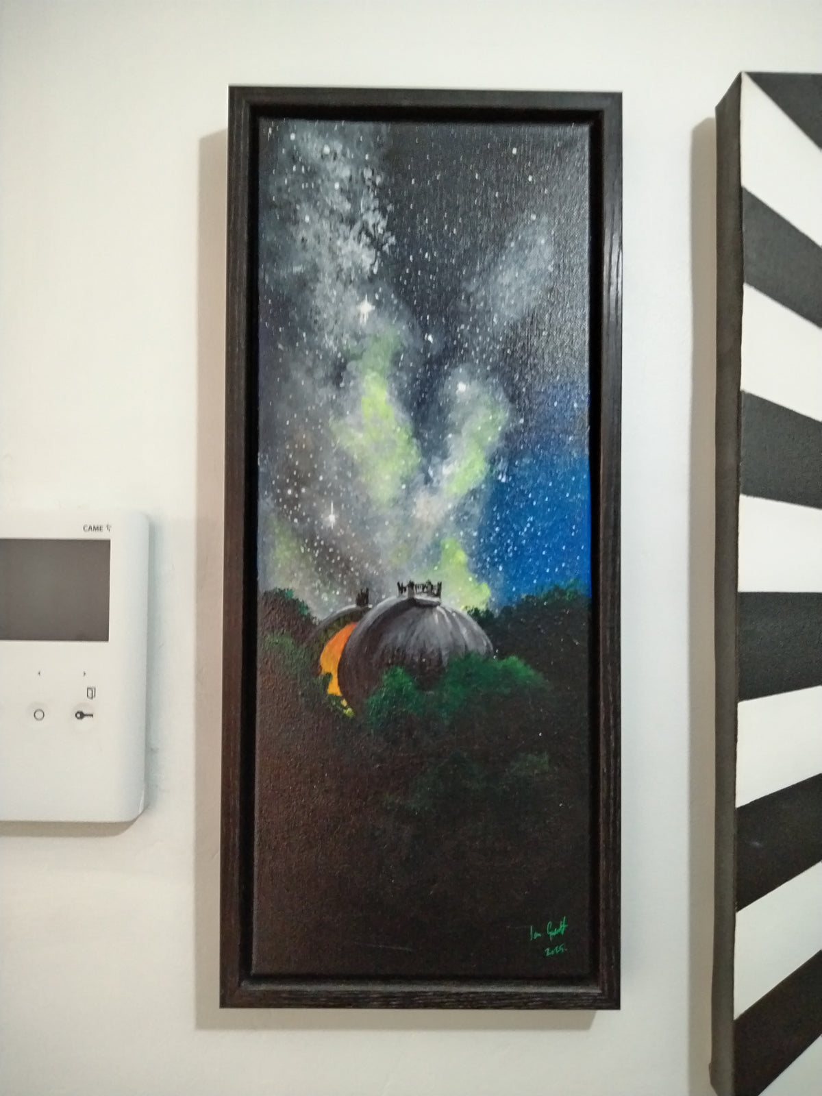 Milkyway rising above Greenwich Observatory captured in a stunning art piece framed elegantly.