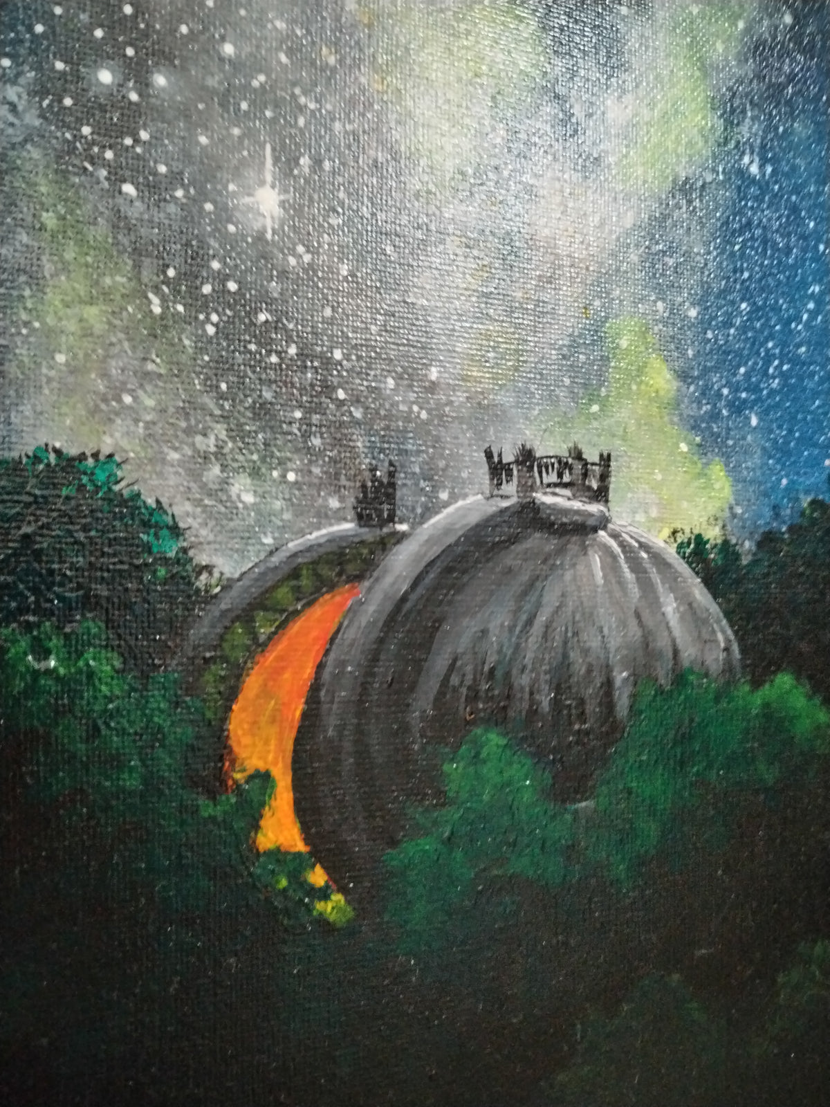 Close up of the Milkyway rising above Greenwich Observatory painting framed elegantly.