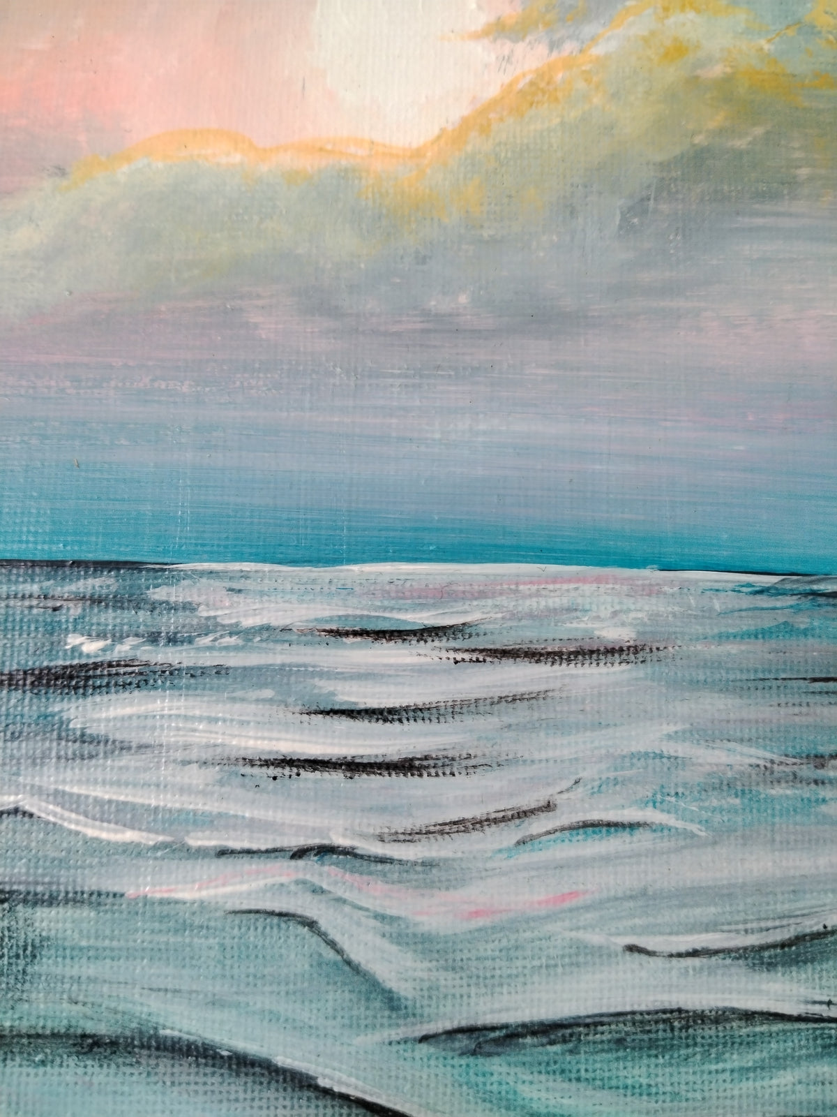 Beach - Original Painting by Ian Garrett - 20x8, ready to hang.