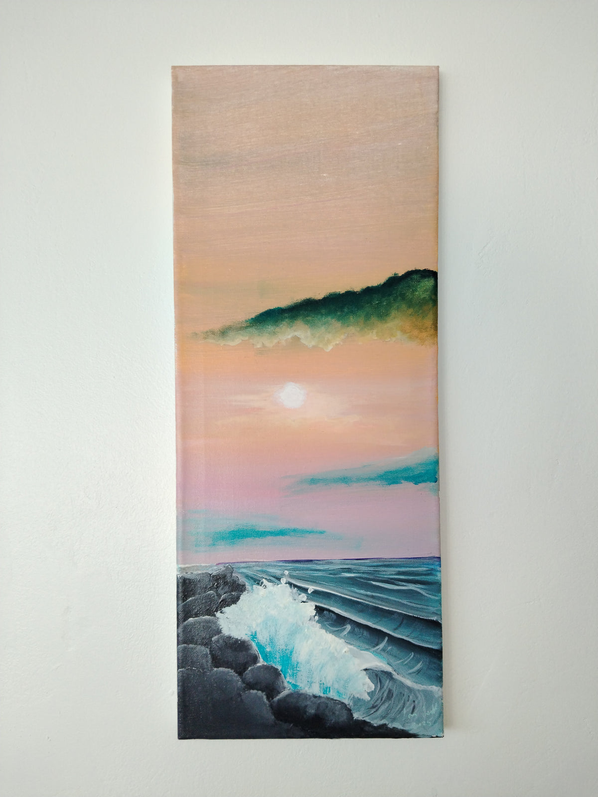 Breaking Waves - Original Painting on a 20x8 canvas, by Ian Garrett
