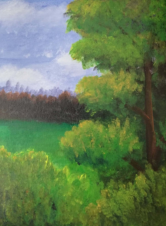 Oxlease Woods. 2023. 9x12, Acrylic on Canvas.