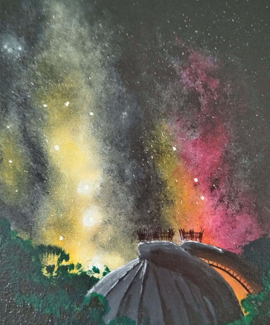 Gazing at the Heavens. ©Ian Garrett 2024. Acrylic on Canvas 10 x 8 inches.