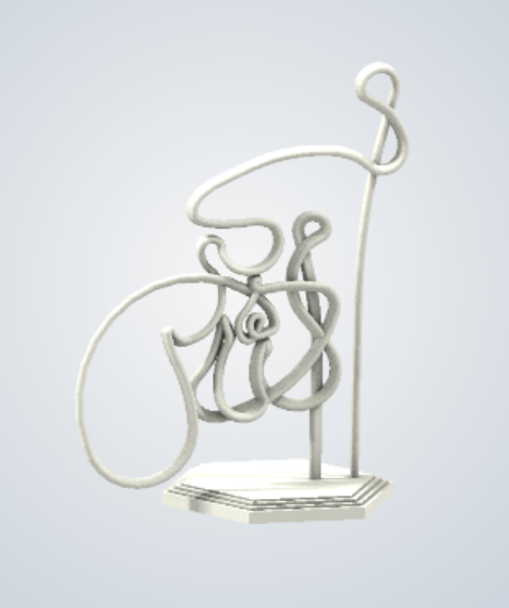 modern Arabic calligraphy sculpture in 3D-printed design, depicting Takbir lettering for contemporary art display.