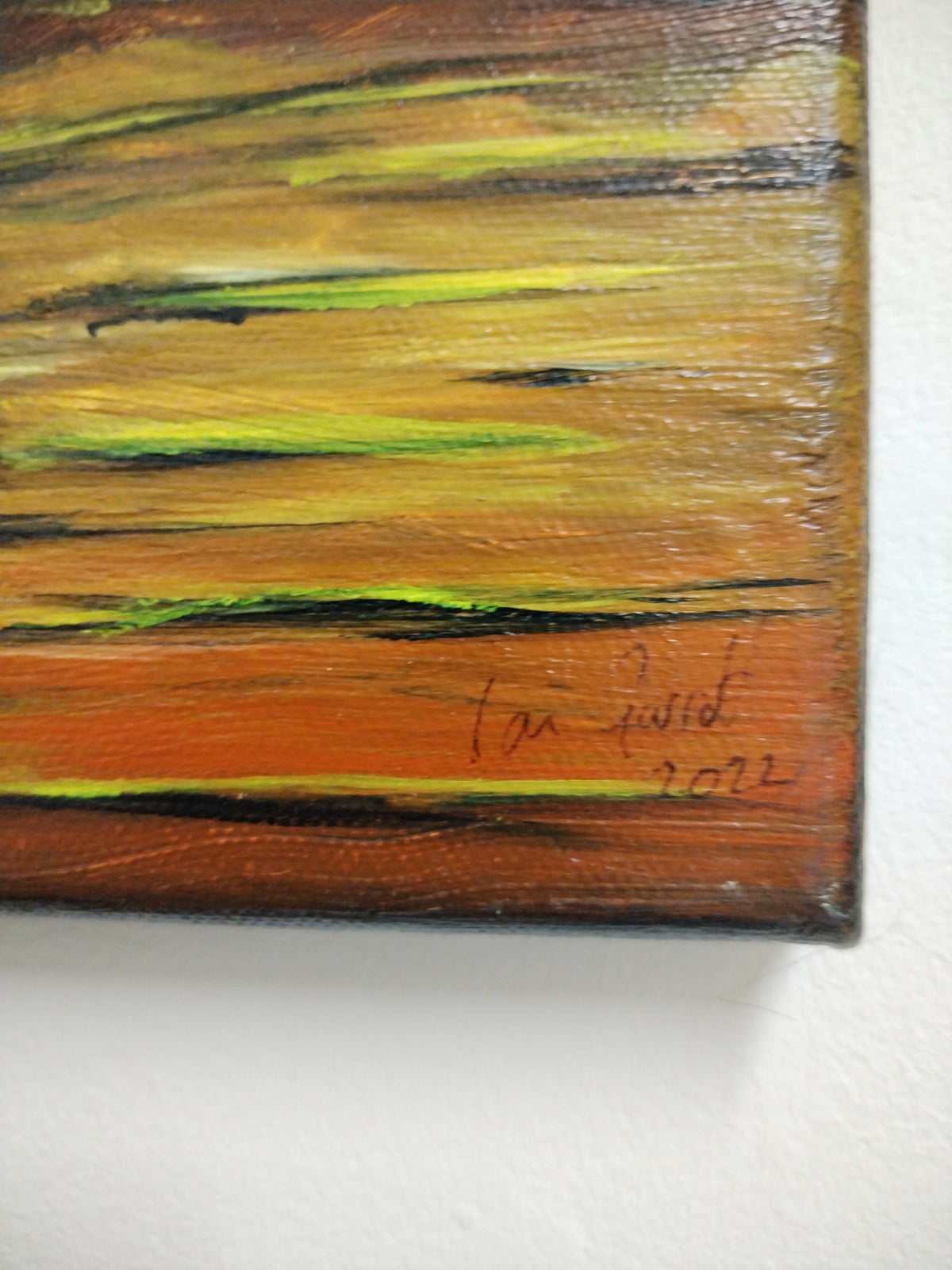 Detail of Ortakoy Masjid original painting by Ian Garrett, featuring vivid colors and signature.