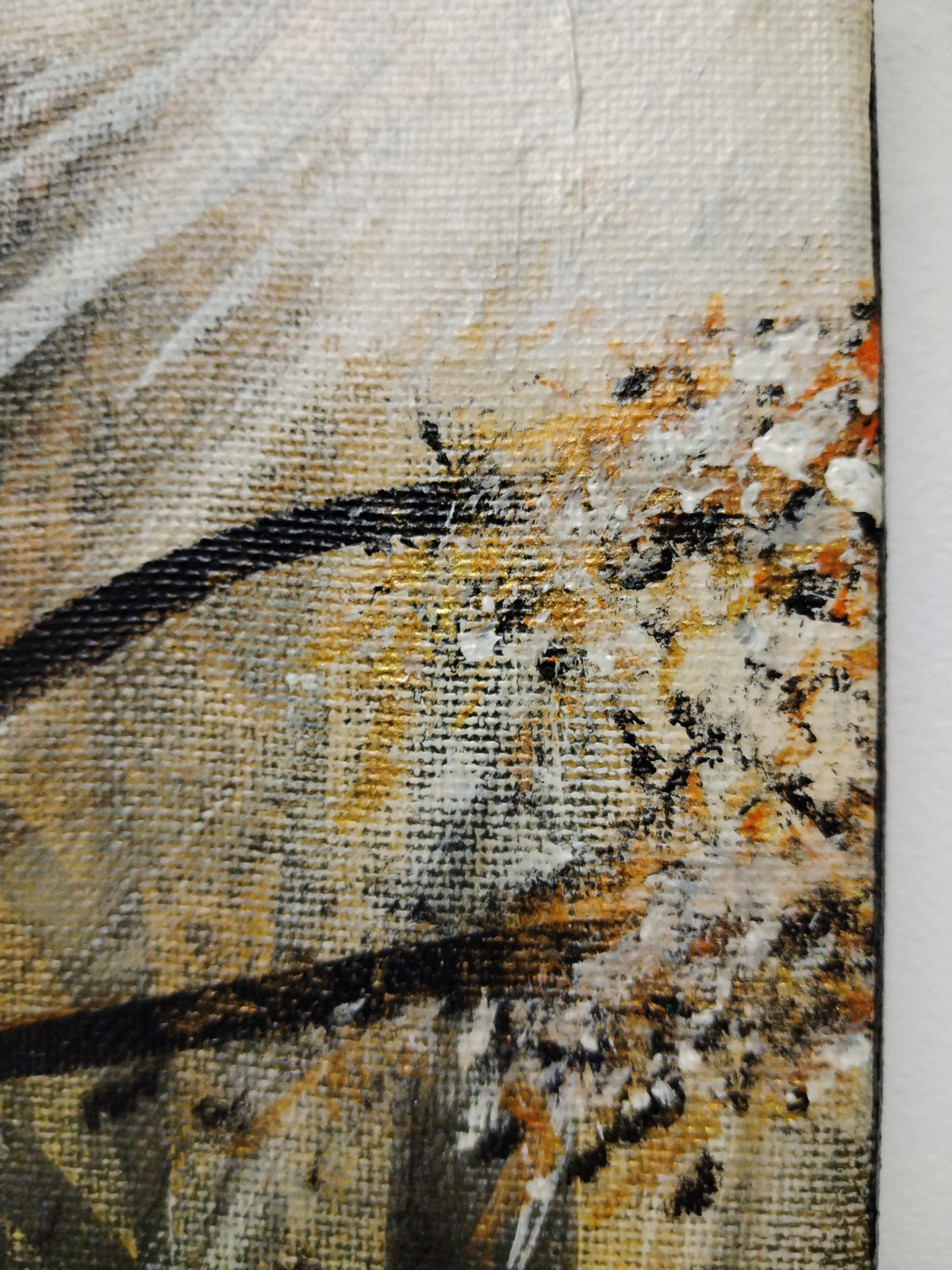 Close-up of Autumn Forest painting by Ian Garrett, showcasing detailed brushwork and autumn colors.