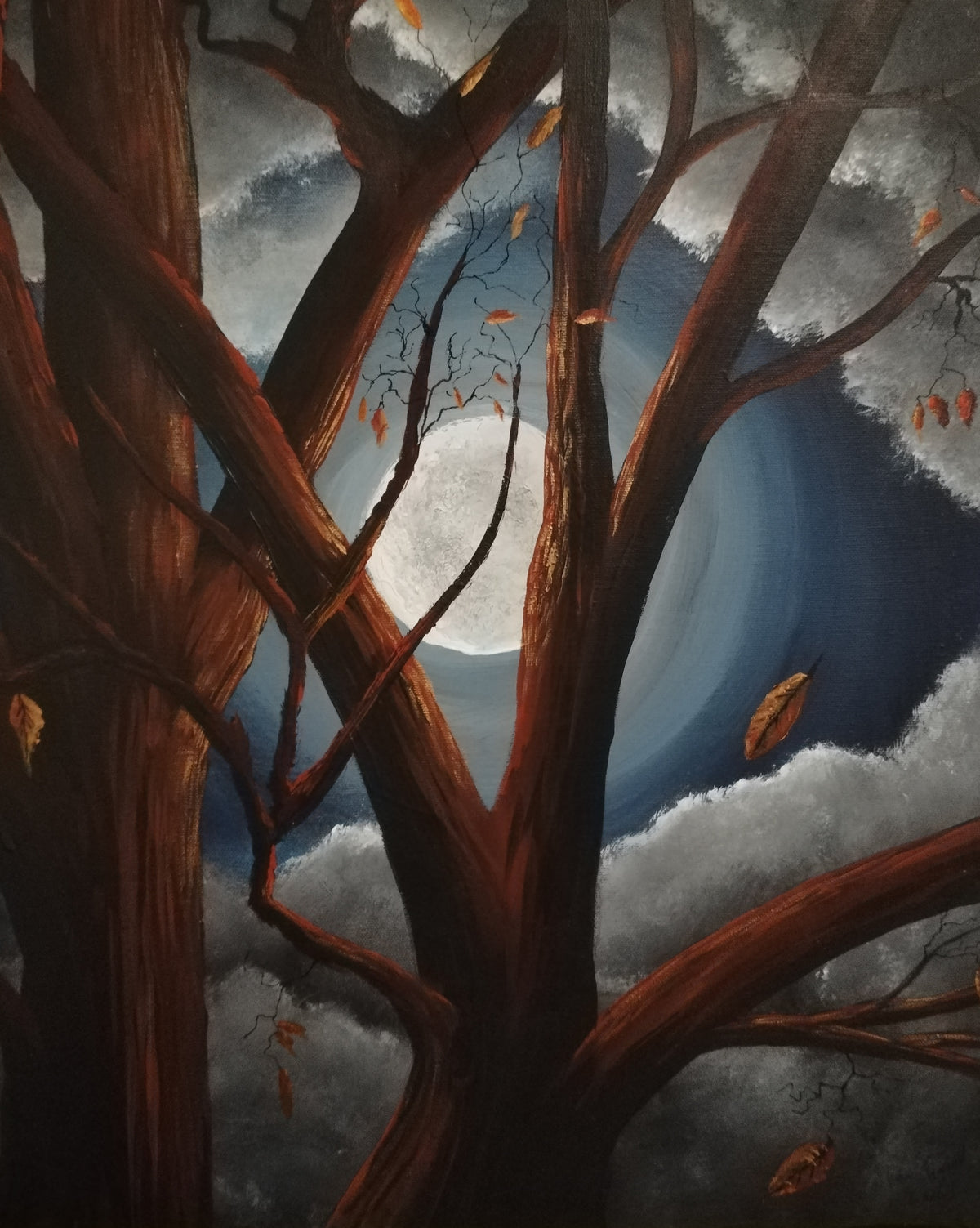 Fall Moon: 22x18 Acrylic Painting by Ian Garrett