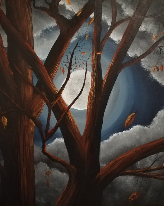 Fall Moon: 22x18 Acrylic Painting by Ian Garrett