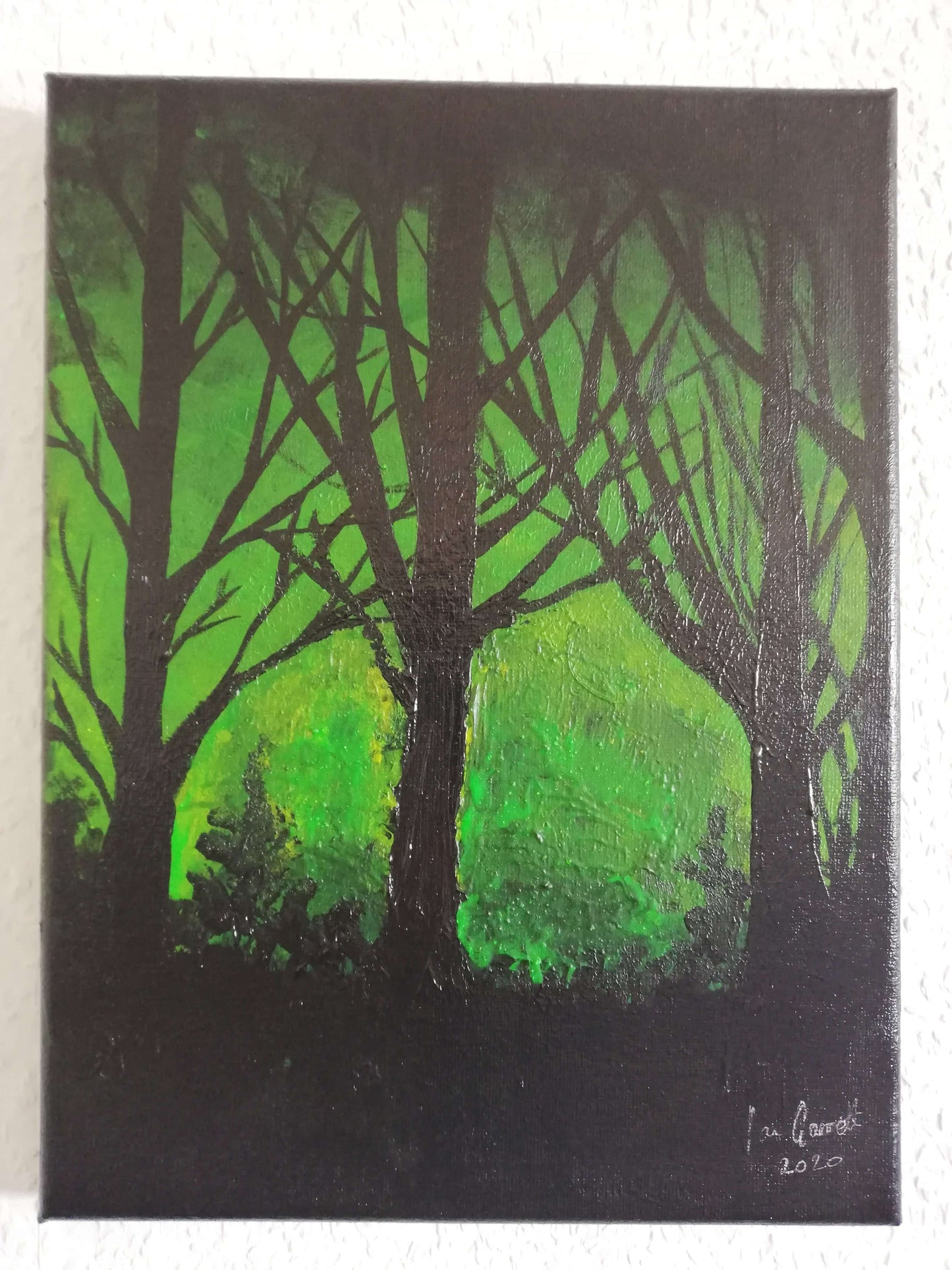 Creepy Green Light, ©Ian Garrett 2020. Acrylic on Canvas 9 x 12 inches.