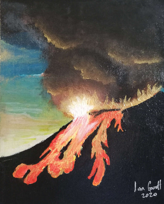 Eruption. ©Ian Garrett 2020. Acrylic on Canvas 10 x 8 inches.