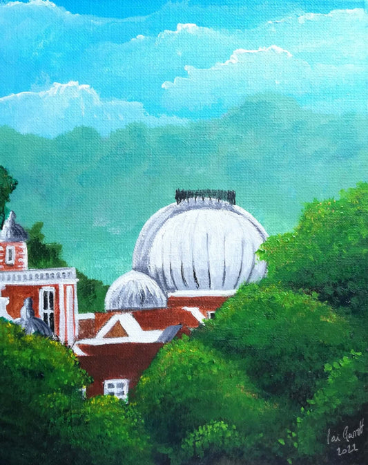 Greenwhich Observatory, ©Ian Garrett 2022. Acrylic on Canvas 10 x 8 inches.