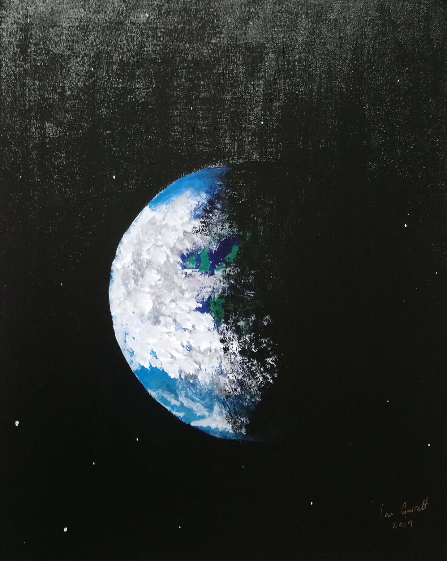 Space Ship Earth, ©Ian Garrett 2019. Acrylic on Canvas 20 x 16 inches.