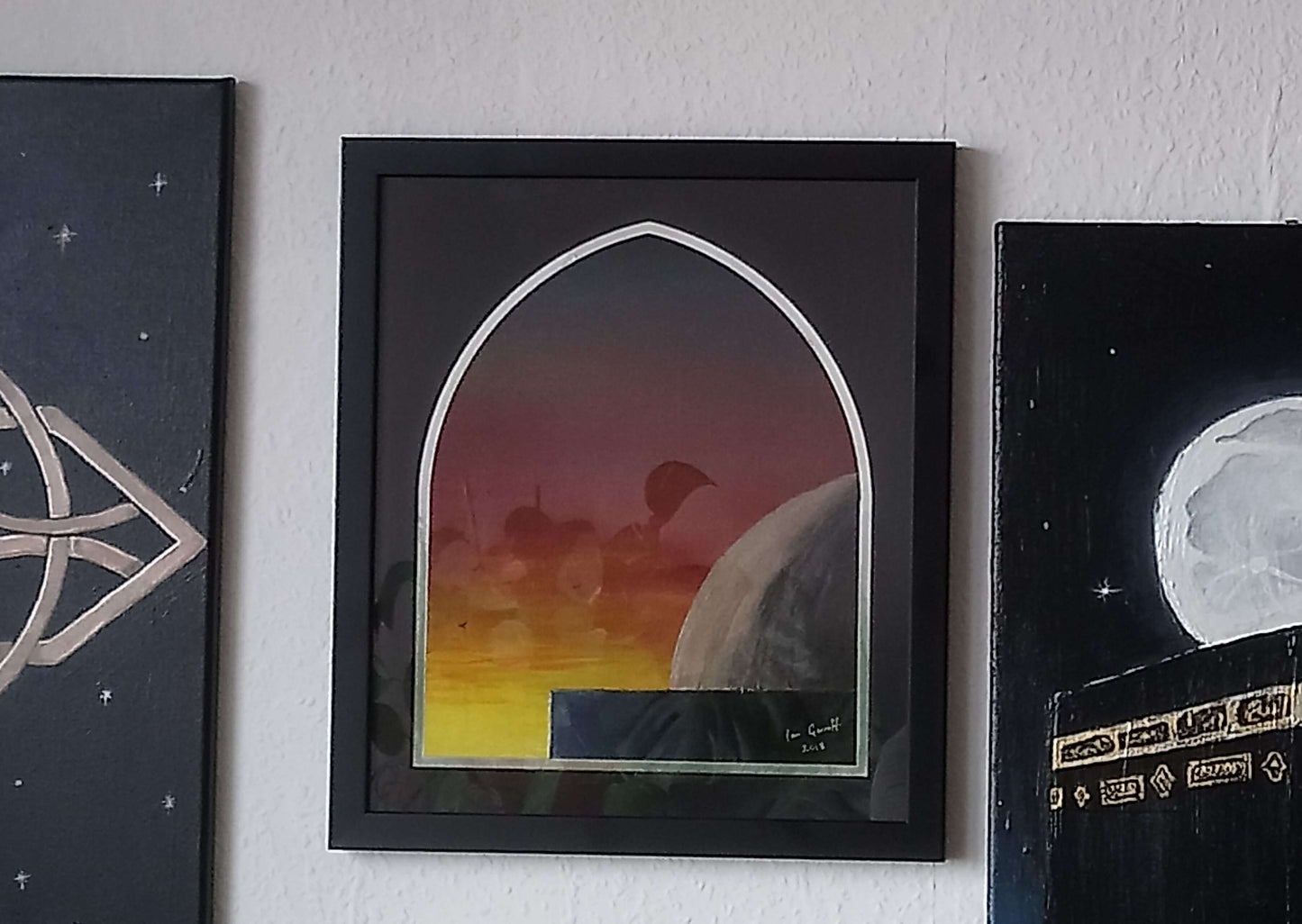 Ian Garrett Designs physical Golden Masjid Dome at Sunrise. 2018 (12" x 10" Acrylic on Canvas Board.)